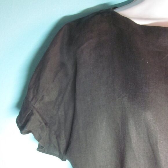 Studio Clip Women Size L Oversized Black 100% Linen Top Japanese Designer Blouse - Picture 8 of 11